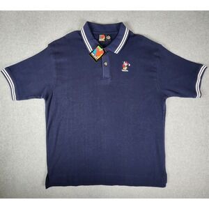 Mickey Unlimited By Jerry Leigh Polo Mens XL Blue Mickey Mouse Embroidered‎ Golf